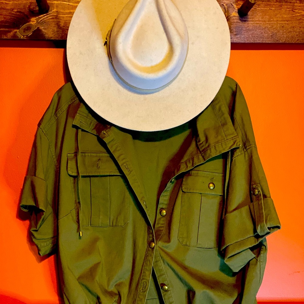 Lauren by Ralph Lauren Cropped Army Green Jacket